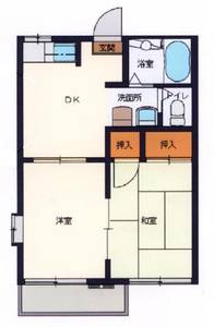 宮崎市 2DK 賃貸 南向き 間取図 フォーブルスリー